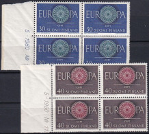 FINNLAND 1960 Mi-Nr. 525/26 ** MNH Seitenrand Viererblocks - Nuovi