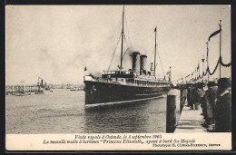 AK Passagierschiff Princesse Elisabeth Im Hafen Von Ostende  - Steamers