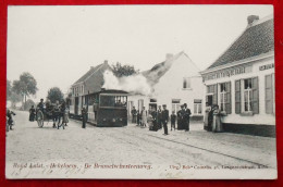 CPA 1908 Rond Aalst - Hekelgem - De Brusselschesteenweg. Tram, Attelage, Estaminet - Affligem