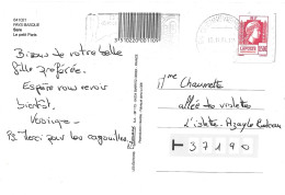 TIMBRE N° 43  - ADHESIF    - MARIANNE D'ALGER  - TARIF DU 1 6 03 AU 28 2 05  - SEUL SUR LETTRE - - Brieven En Documenten