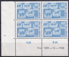 FINNLAND 1969 Mi-Nr. 654 ** MNH Eckrand-Viererblock - Nuovi