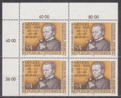 1984 ,100. Todestag Von Gregor Johann Mendel (1) ( Mi.Nr.: 1763 ) 4-er Block Postfrisch ** - Neufs
