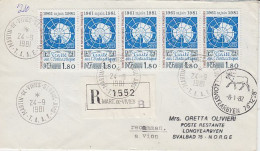 TAAF 1991 Antarctic Treaty Registered Letter Ca Martin-deVivies 24.9.1981 Ca Longyearbyen 14.1.1992 (AW151) - Covers & Documents