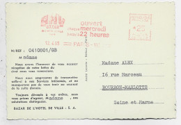 EMA 25 CARTE PUB BAZAR HOTEL DE VILLE OUVERT MERCREDI BHV 12.4.1965 PARIS 113 - EMA (Printer Machine)