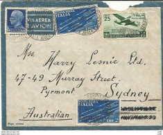 Posta Aerea Lire2 Due Esemplari+complementari Busta Aerea Per L'Australia - Storia Postale