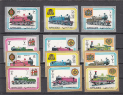 Treinen, Train, Locomotive, Eisenbahn , Railway:Ajman State 1972 Mi Nr 1850 - 1865 A + B, Getand En Ongetand - Treinen