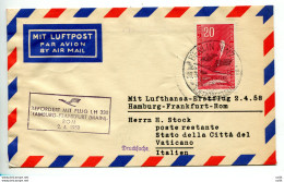 Lufthansa Primo Volo Amburgo/Francoforte/Milano/Roma Del 2.4.58 - Airmail