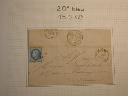 L34  FRANCE   LETTRE RR 1869   STE HERMINE  + N° 29 DECENTRé DECOUPé EN LIGNE AUSSI +AFF. INTERESSANT++ - 1863-1870 Napoleon III With Laurels