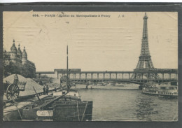 10160 Paris - Viaduc Du Métropolitain à Passy  - Bateau De Transport -  - De Seine En Haar Oevers