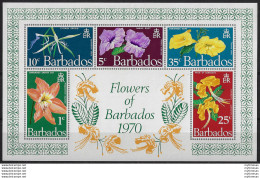1970 Barbados Mini-sheet Flowers 5v. MNH SG N. MS 424 - Sonstige & Ohne Zuordnung