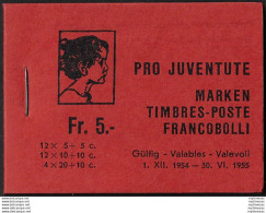 1954 Svizzera Pro Juventute Booklet Dark Red MNH SBHV N. 3 - Autres & Non Classés