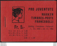 1955 Svizzera Pro Juventute Booklet Dark Red MNH SBHV N. 4 - Autres & Non Classés