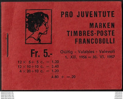 1956 Svizzera Pro Juventute Booklet Dark Red MNH SBHV N. 5 - Andere & Zonder Classificatie