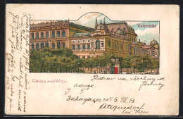 Lithographie Wien, Universität Und Litfasssäule  - Autres & Non Classés