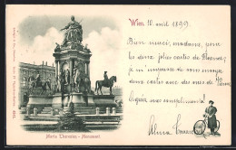 AK Wien, Maria Theresien Platz, Maria Theresia-Monument, Radfahrerin  - Autres & Non Classés