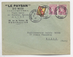 MAZELIN 1FR50X2 +50C BLASON LETTRE MONTPELLIER  CENTRALISATEUR 1947 AU TARIF - 1945-47 Ceres (Mazelin)