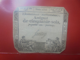 FRANCE 50 SOLS 1793 Circuler (B.33) - Assignats