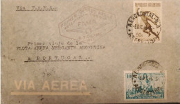 MI) 1946, ARGENTINA, VIA F.A.M.A, AEROPOSTAL, AIR MAIL, FROM BUENOS AIRES TO PORTUGAL, LIBERTY REVOLUTION SALUTING THE P - Gebraucht