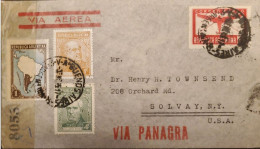 MI) 1945, ARGENTINA, VIA PANAGRA, FROM THE UNITED STATES TO NEW YORK - UNITED STATES, AIR MAIL, REGISTERED, MAP OF ARGEN - Oblitérés