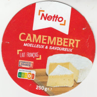 1 ETIQUETTE  CAMEMBERT Netto  Cartonnée - Fromage