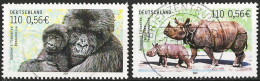 Germany FRG 2001 - Mi 2182/83 - YT 2014/15 ( Wild Fauna : Mountain Gorilla & Rhinoceros ) - Oblitérés