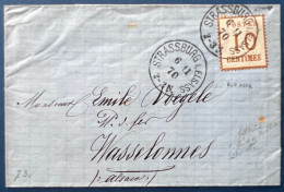 Alsace Lorraine Occupation Lettre N°5b (burelage Renversé) 10c Oblit Càd Allemand De STRASSBURG I ELSSAS Pour WASSELOMES - Storia Postale