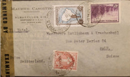 MI) 1944, ARGENTINA, CENSORED, VIA NATAL, FROM BUENOS AIRES TO SWITZERLAND, AIR MAIL, SUGAR CANE, MAP OF ARGENTINA WITHO - Oblitérés