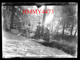 Trois Femmes Et Un Bébé, Dans Un Bois à Identifier - Plaque De Verre En Négatif - Taille 89 X 119 Mlls - Glass Slides