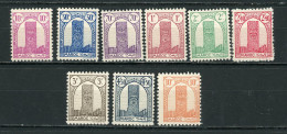 MAROC: TOUR HASSAN N° Yvert 204+205+209+211+214+215+216+218+220 ** GOMME BRILLANTE - Unused Stamps