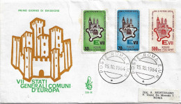 Fdc Venetia: STATI GENERALI COMUNI D'EUROPA (1964); Viaggiata; Annullo ROMA EUR - FDC