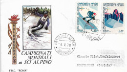 Fdc Roma: MONDIALI DI SCI ALPINO (1970); Viaggiata; Annullo Ortisei - FDC