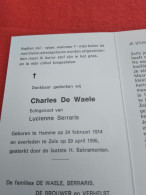 Doodsprentje Charles De Waele / Hamme 24/2/1914 Zele 29/4/1995 ( Lucienne Serraris ) - Religion & Esotericism