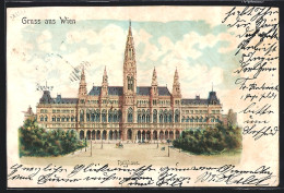 Lithographie Wien, Blick Auf Das Rathaus  - Sonstige & Ohne Zuordnung
