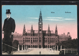 AK Wien, Rathaus Und Portrait Des Bürgermeister Carl Lueger  - Politicians & Soldiers