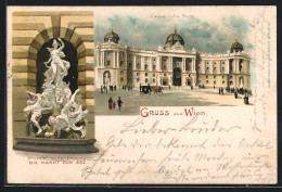 Lithographie Wien, Hofburg, Brunnen  - Sonstige & Ohne Zuordnung