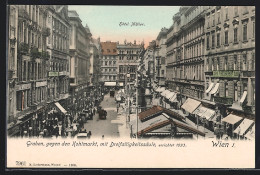 AK Wien, Graben, Gegen Den Kohlmarkt, Mit Dreifaltigkeitssäule  - Autres & Non Classés