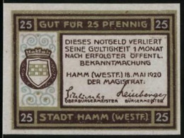 Notgeld Hamm I. Westf. 1920, 25 Pfennig, Kurhaus Bad Hamm  - [11] Local Banknote Issues