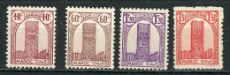 MAROC: TOUR HASSAN N° Yvert 206B+208B+212B+213B ** GOMME MATE - Unused Stamps