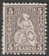 Schweiz: 1862, Mi. Nr. 22, Freimarke: 5 C. Sitzende Helvetia, Wertziffer In Den Ecken.   **/MNH - Nuevos