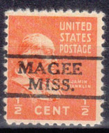 USA Precancel Vorausentwertungen Preo Locals Mississippi, Magee 728 - Precancels