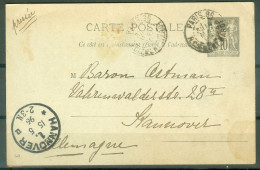 Entier  CP Sage   Paris 86  Rue Clément Marot Pour L'Allemagne  1898  - Standard Postcards & Stamped On Demand (before 1995)