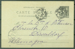 Entier  CP Sage   Paris 45  Av Des Champs-Elysées Pour L'Allemagne  1900 - Cartes Postales Types Et TSC (avant 1995)