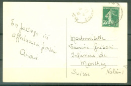 Yv 361 Seul Sur CP France Pour La Suisse 1939 - Covers & Documents