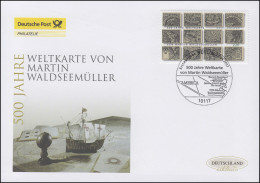 2598 Weltkarte Von Martin Waldseemüller, Schmuck-FDC Deutschland Exklusiv - Covers & Documents