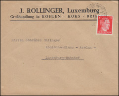 Luxemburg Hitler-EF 8 Pf Kohlenhandel Koks Briketts Orts-Brief LUXEMBURG 1942 - Factories & Industries