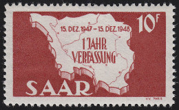 Saarland 260 I Verfassung 10 Fr, Type I, ** - Unused Stamps