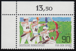 1128 Sporthilfe 90+45 Pf Bogenschießen ** Ecke O.l. - Unused Stamps