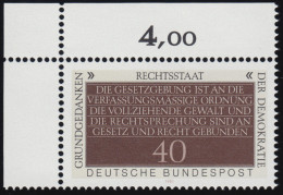 1105 Demokratie 40 Pf Rechtsstaatlichkeit ** Ecke O.l. - Unused Stamps