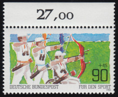 1128 Sporthilfe 90+45 Pf Bogenschießen ** Oberrand - Unused Stamps