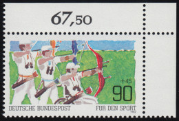 1128 Sporthilfe 90+45 Pf Bogenschießen ** Ecke O.r. - Unused Stamps
